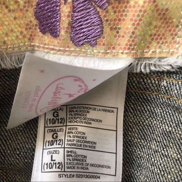 Disney Crop Jean Thinker bell Jacket Size L - Picture 7 of 8